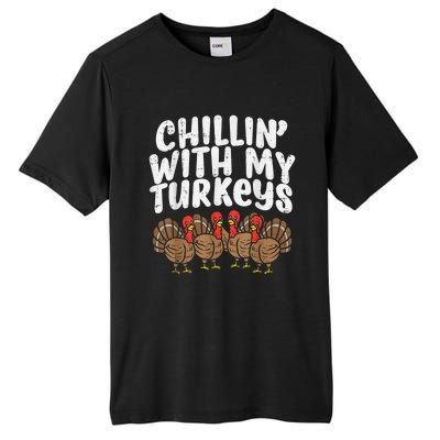 Chillin With My Turkeys Thanksgiving Family Tall Fusion ChromaSoft Performance T-Shirt