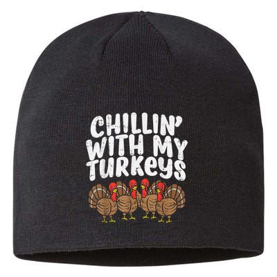 Chillin With My Turkeys Thanksgiving Family Sustainable Beanie