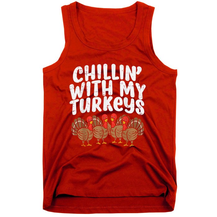 Chillin With My Turkeys Thanksgiving Family Tank Top