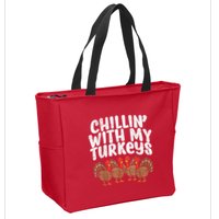 Chillin With My Turkeys Thanksgiving Family Zip Tote Bag