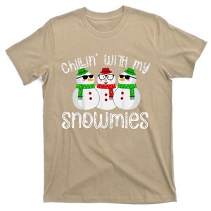 Chillin With My Snowmies Funny Cute Christmas Snowmen T-Shirt