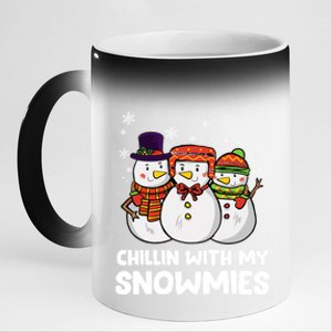 Chillin With My Snowmies Christmas Friends Winter Snow Cute Gift 11oz Black Color Changing Mug