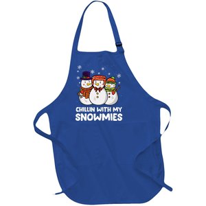 Chillin With My Snowmies Christmas Friends Winter Snow Cute Gift Full-Length Apron With Pockets