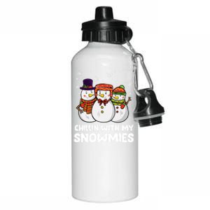 Chillin With My Snowmies Christmas Friends Winter Snow Cute Gift Aluminum Water Bottle