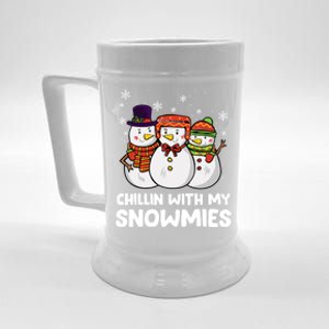 Chillin With My Snowmies Christmas Friends Winter Snow Cute Gift Beer Stein