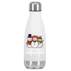 Chillin With My Snowmies Christmas Friends Winter Snow Cute Gift Stainless Steel Insulated Water Bottle