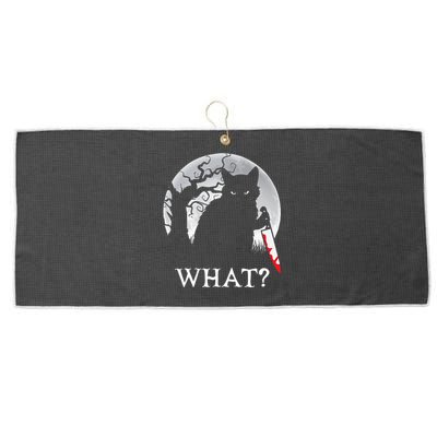 Cat What Murderous Black Cat With Knife Halloween Costume Large Microfiber Waffle Golf Towel