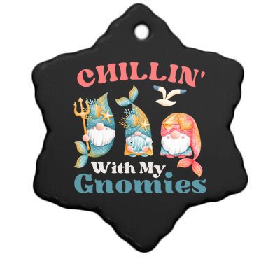 Chillin With My Gnomies Ocean Mermaid Gnomes Gift Ceramic Star Ornament