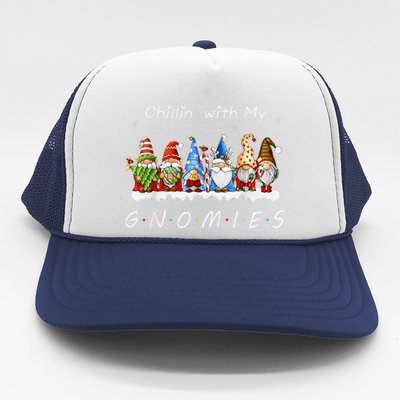 Chillin With My Gnomies Funny Gnome Christmas Pamajas Family Trucker Hat