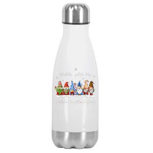 Chillin With My Gnomies Funny Gnome Christmas Pamajas Family Stainless Steel Insulated Water Bottle