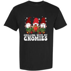 Chillin With My Gnomies Plaid Christmas Santa Gnomes Xmas Garment-Dyed Heavyweight T-Shirt