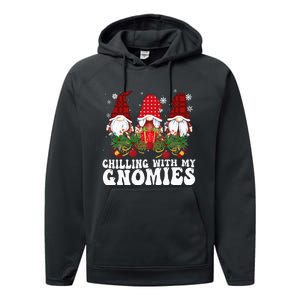 Chillin With My Gnomies Plaid Christmas Santa Gnomes Xmas Performance Fleece Hoodie