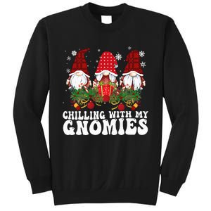 Chillin With My Gnomies Plaid Christmas Santa Gnomes Xmas Sweatshirt