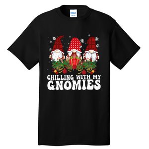 Chillin With My Gnomies Plaid Christmas Santa Gnomes Xmas Tall T-Shirt