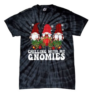 Chillin With My Gnomies Plaid Christmas Santa Gnomes Xmas Tie-Dye T-Shirt