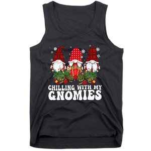 Chillin With My Gnomies Plaid Christmas Santa Gnomes Xmas Tank Top