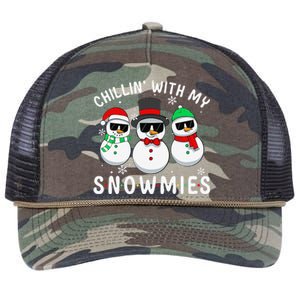 Chillin With My Snowmies Snowman Christmas Pajama Retro Rope Trucker Hat Cap