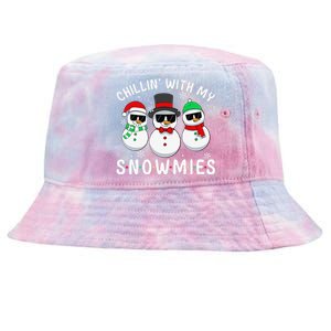 Chillin With My Snowmies Snowman Christmas Pajama Tie-Dyed Bucket Hat