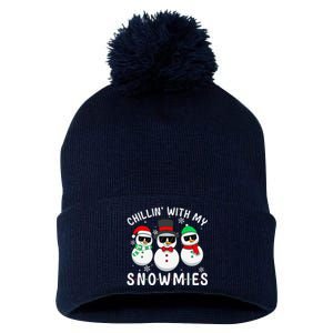 Chillin With My Snowmies Snowman Christmas Pajama Pom Pom 12in Knit Beanie