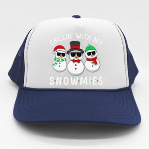 Chillin With My Snowmies Snowman Christmas Pajama Trucker Hat