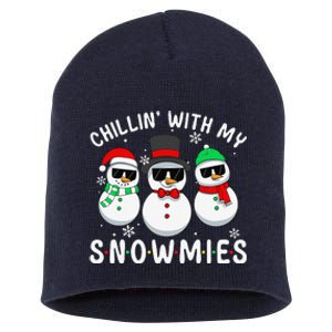 Chillin With My Snowmies Snowman Christmas Pajama Short Acrylic Beanie