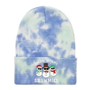 Chillin With My Snowmies Snowman Christmas Pajama Tie Dye 12in Knit Beanie