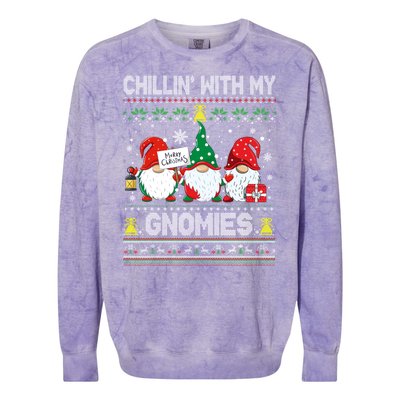 Chillin With My Gnomies Matching Family Christmas Pjs Gnome Colorblast Crewneck Sweatshirt