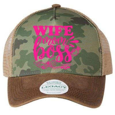 Cute Wife Mom Boss For Mothers Wives And Bosses Design Cool Gift Legacy Tie Dye Trucker Hat