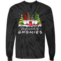 Christmas With My Gnomies Merry Christmas Buffalo Plaid Tie-Dye Long Sleeve Shirt