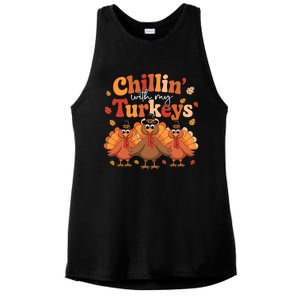 Chillin With My Turkeys Thanksgiving Family Matching Ladies PosiCharge Tri-Blend Wicking Tank