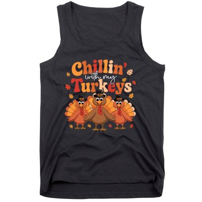 Chillin With My Turkeys Thanksgiving Family Matching Tank Top