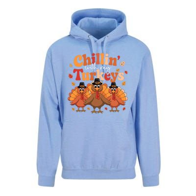 Chillin With My Turkeys Thanksgiving Family Matching Unisex Surf Hoodie