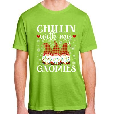 Chillin With My Gnomies Red Plaid Christmas Gnome Novelty Gift Adult ChromaSoft Performance T-Shirt