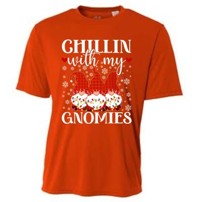 Chillin With My Gnomies Red Plaid Christmas Gnome Novelty Gift Cooling Performance Crew T-Shirt