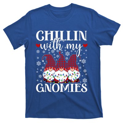 Chillin With My Gnomies Red Plaid Christmas Gnome Novelty Gift T-Shirt