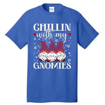 Chillin With My Gnomies Red Plaid Christmas Gnome Novelty Gift Tall T-Shirt