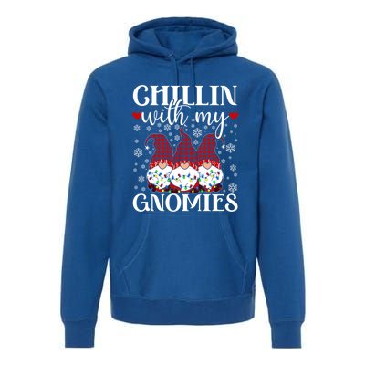 Chillin With My Gnomies Red Plaid Christmas Gnome Novelty Gift Premium Hoodie