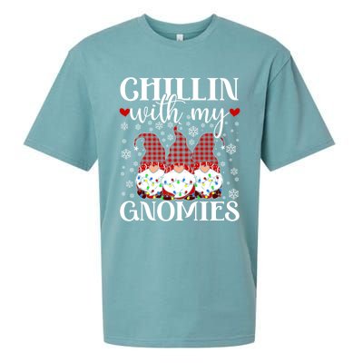 Chillin With My Gnomies Red Plaid Christmas Gnome Novelty Gift Sueded Cloud Jersey T-Shirt