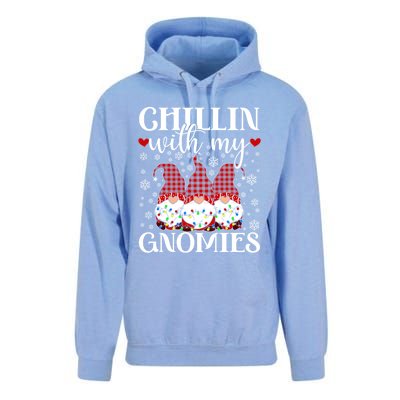 Chillin With My Gnomies Red Plaid Christmas Gnome Novelty Gift Unisex Surf Hoodie