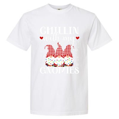 Chillin With My Gnomies Red Plaid Christmas Gnome Novelty Gift Garment-Dyed Heavyweight T-Shirt