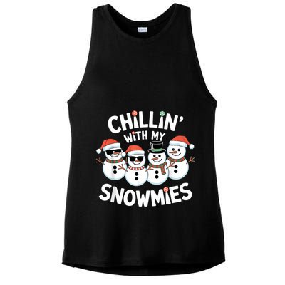 Chillin’ With My Snowmies Funny Christmas Snowman Ladies PosiCharge Tri-Blend Wicking Tank