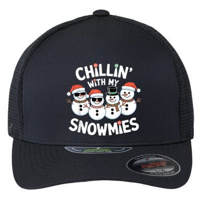 Chillin’ With My Snowmies Funny Christmas Snowman Flexfit Unipanel Trucker Cap