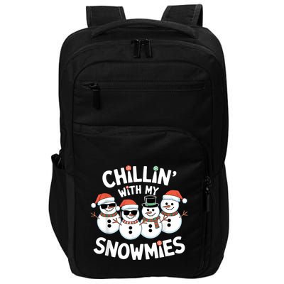 Chillin’ With My Snowmies Funny Christmas Snowman Impact Tech Backpack