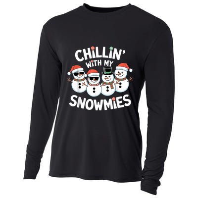 Chillin’ With My Snowmies Funny Christmas Snowman Cooling Performance Long Sleeve Crew