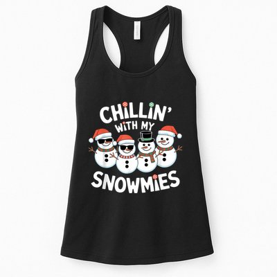 Chillin’ With My Snowmies Funny Christmas Snowman Womens Tank Top