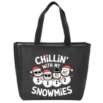 Chillin’ With My Snowmies Funny Christmas Snowman Zip Tote Bag