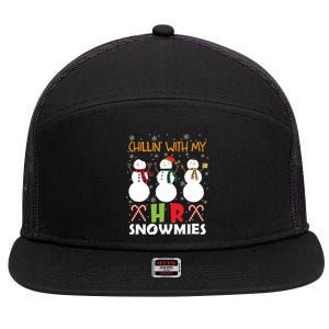 Chillin With My Hr Ager Snowmies Xmas Hu Resource Gift 7 Panel Mesh Trucker Snapback Hat