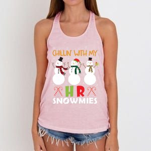 Chillin With My Hr Ager Snowmies Xmas Hu Resource Gift Women's Knotted Racerback Tank