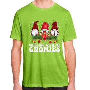 Chillin With My Gnomies Plaid Christmas Santa Gnomes Xmas Adult ChromaSoft Performance T-Shirt