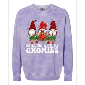 Chillin With My Gnomies Plaid Christmas Santa Gnomes Xmas Colorblast Crewneck Sweatshirt